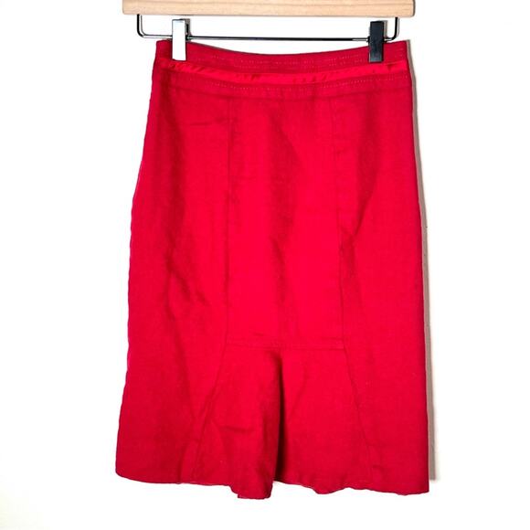 White House Black Market red wool blend straight pencil skirt size 00 B102 - Picture 4 of 4